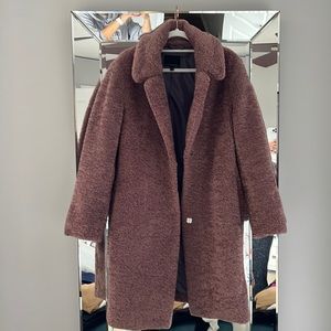 Banana Republic Long Teddy Coat jacket Mauve size Large